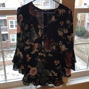 Black floral romper